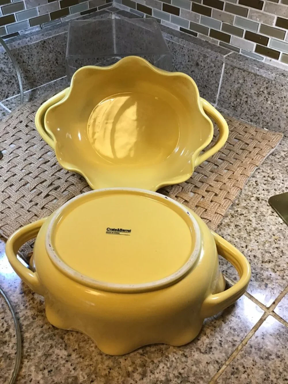 Crate & Barrel Yellow ceramic serving Bowls (2)